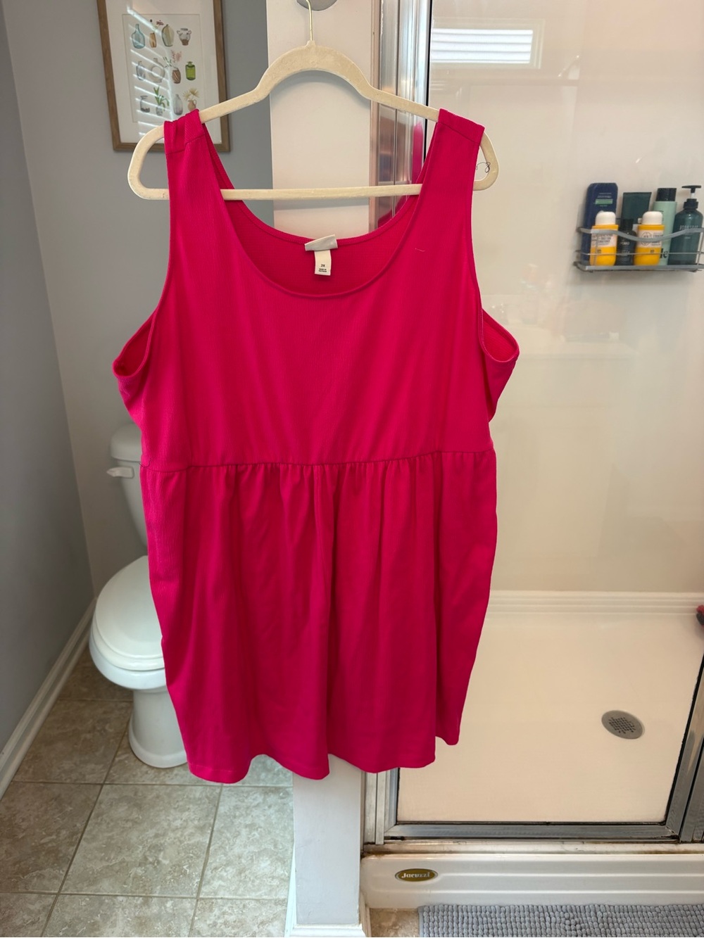 Ava & Viv Bright Pink Sleeveless Gathered-Waist Tank Dress